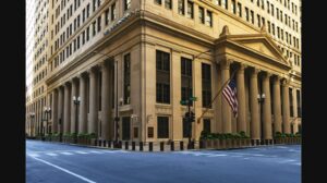 Classical bank building with columns, illustrating the risks of adding a child to a bank account or deed in Texas